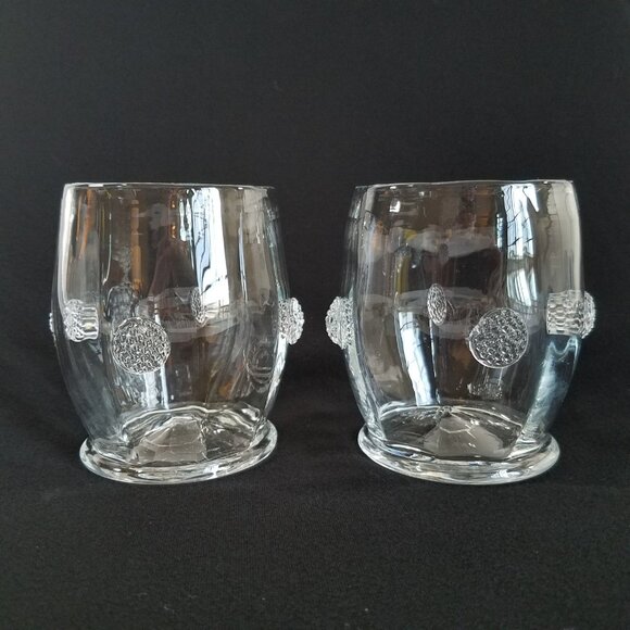 2 Juliska Cameron Double Old Fashioned Glasses READ Clear Glass 4"X4" (a) - Picture 1 of 16